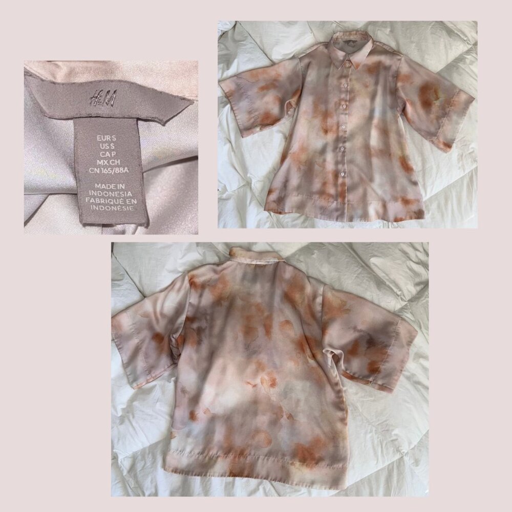 H&M Satin Short Sleeve Button Down Top
